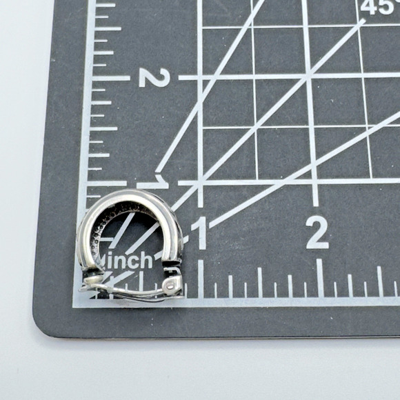 Silpada Sterling Silver Hoop Earrings Clip On Oxidized Scroll Work Vintage .875" - Picture 6 of 7